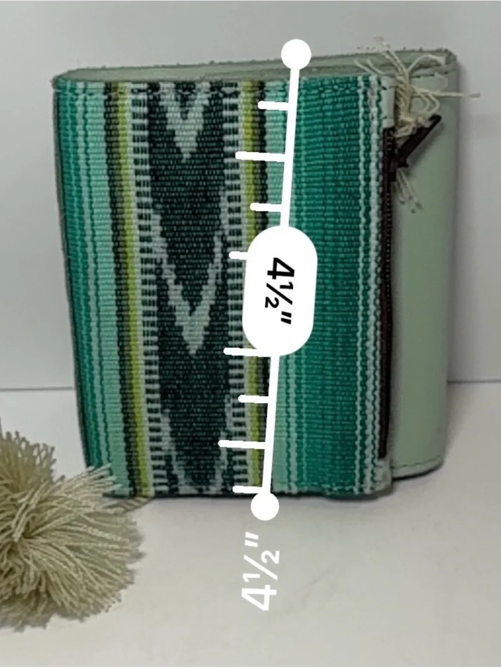 Nena & Co Artisan Woven Small Wallet / Coin Purse - Green Boho Chevron Pattern